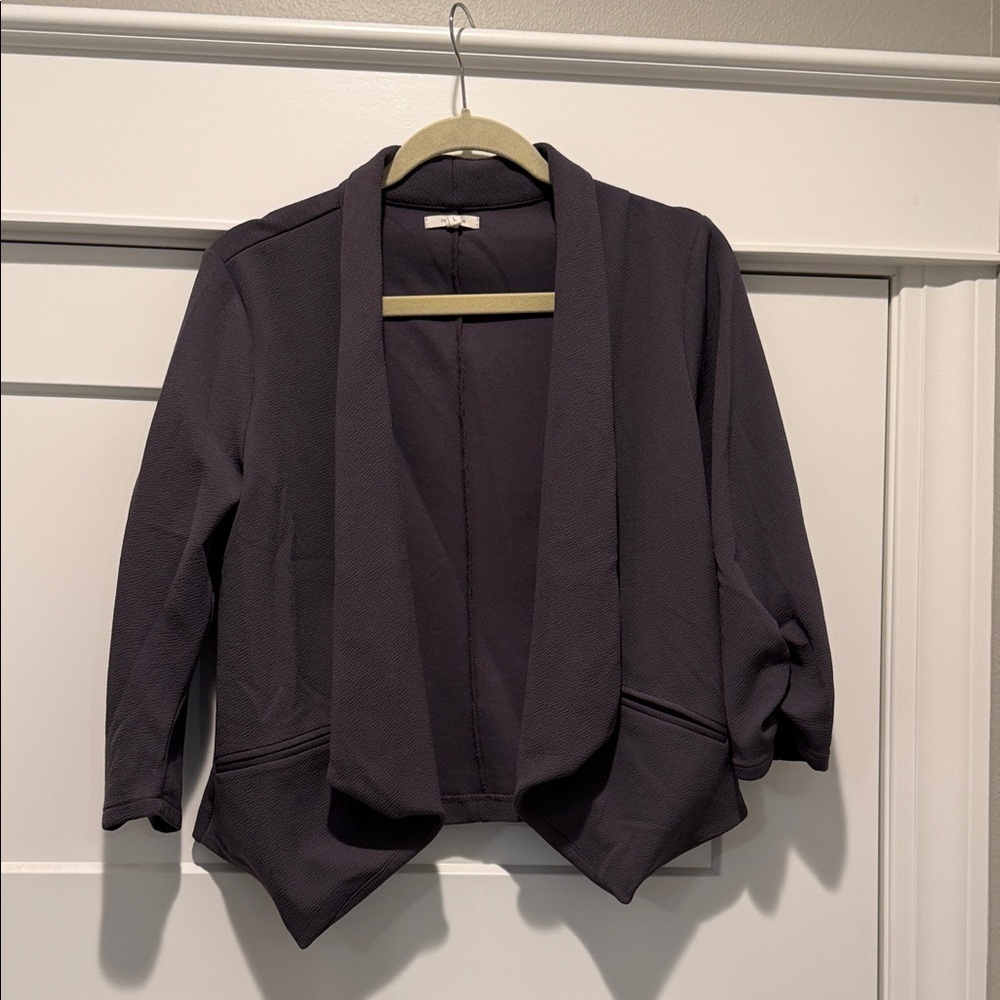 Maurices Open-Front Draped Blazer Jacket - Charcoal